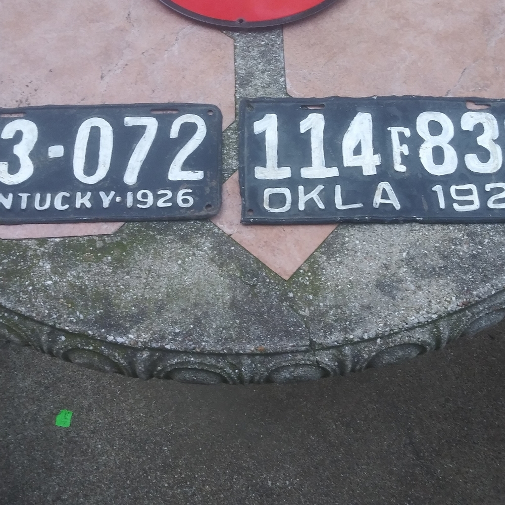 Vintage metal automobile license plates